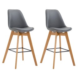 Juego de 2 taburetes de bar Metz en piel sintética gris natural