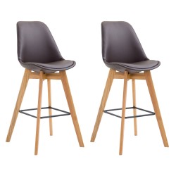 Juego de 2 taburetes de bar Metz en piel sintética marrón natural