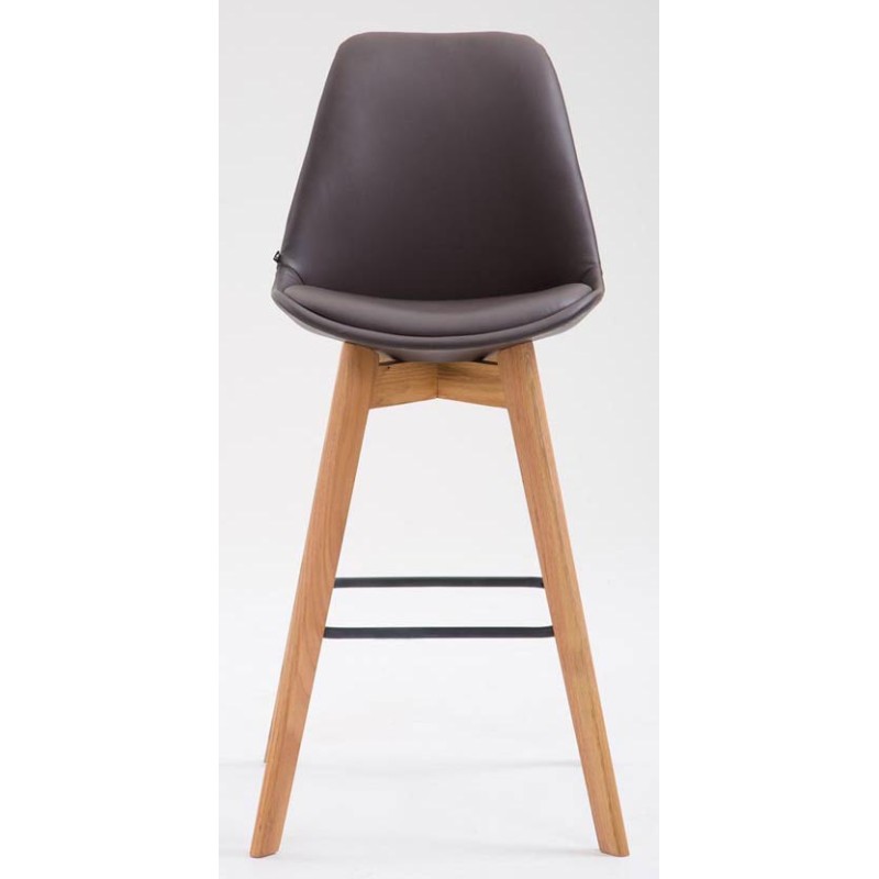 Juego de 2 taburetes de bar Metz en piel sintética marrón natural