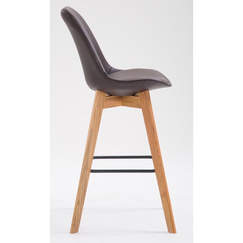 Juego de 2 taburetes de bar Metz en piel sintética marrón natural