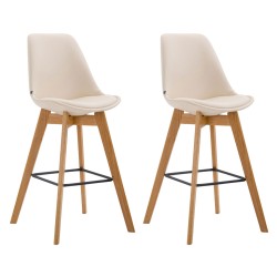 Juego de 2 taburetes de bar Metz en polipiel color crema natura