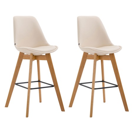Juego de 2 taburetes de bar Metz en polipiel color crema natura