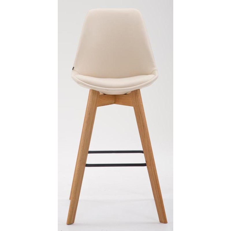 Juego de 2 taburetes de bar Metz en polipiel color crema natura