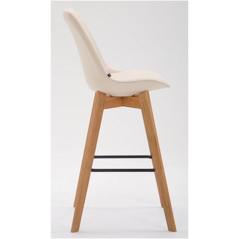 Juego de 2 taburetes de bar Metz en polipiel color crema natura