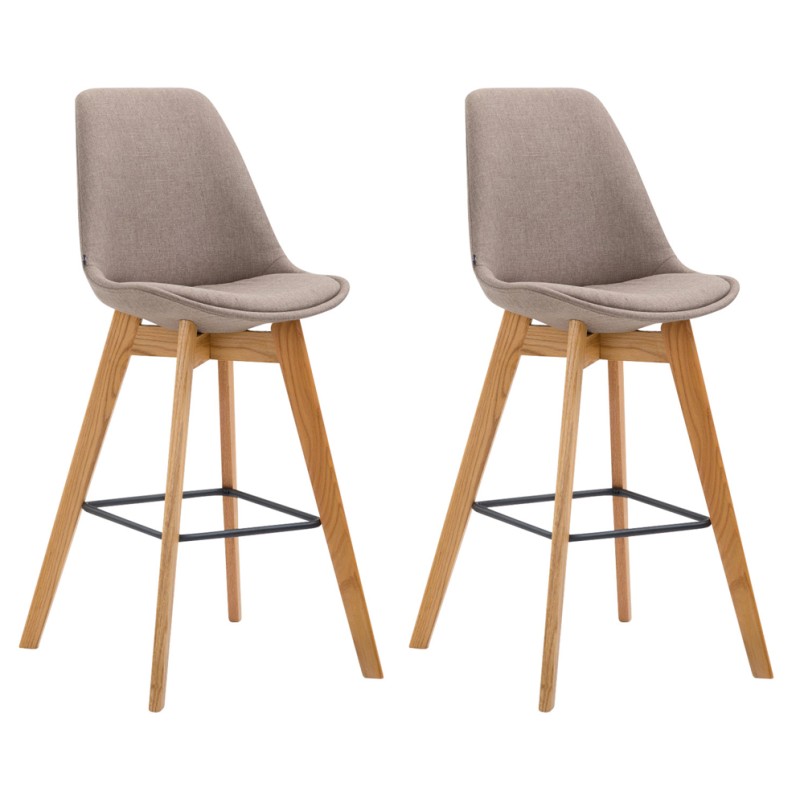 Juego de 2 taburetes de bar Metz en tejido natura color topo