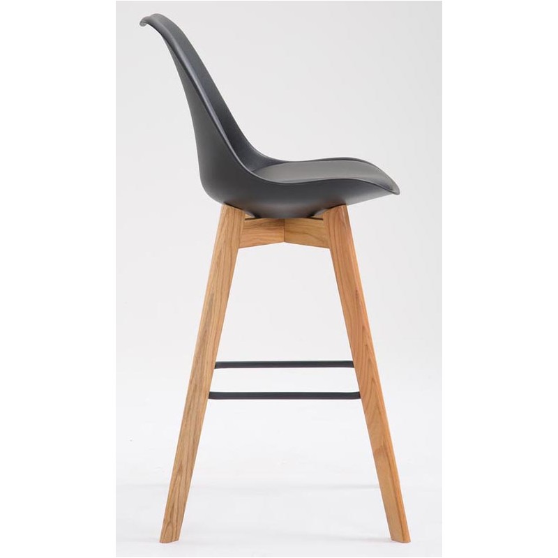 Juego de 2 taburetes de bar Metz de plástico, color negro natura