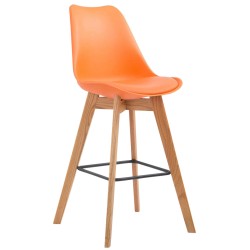 Juego de 2 taburetes de bar de plástico Metz, color naranja Natura
