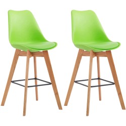 Juego de 2 taburetes de bar Metz, plástico verde, Natura