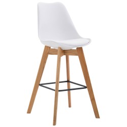 Juego de 2 taburetes de bar Metz de plástico, blanco natura