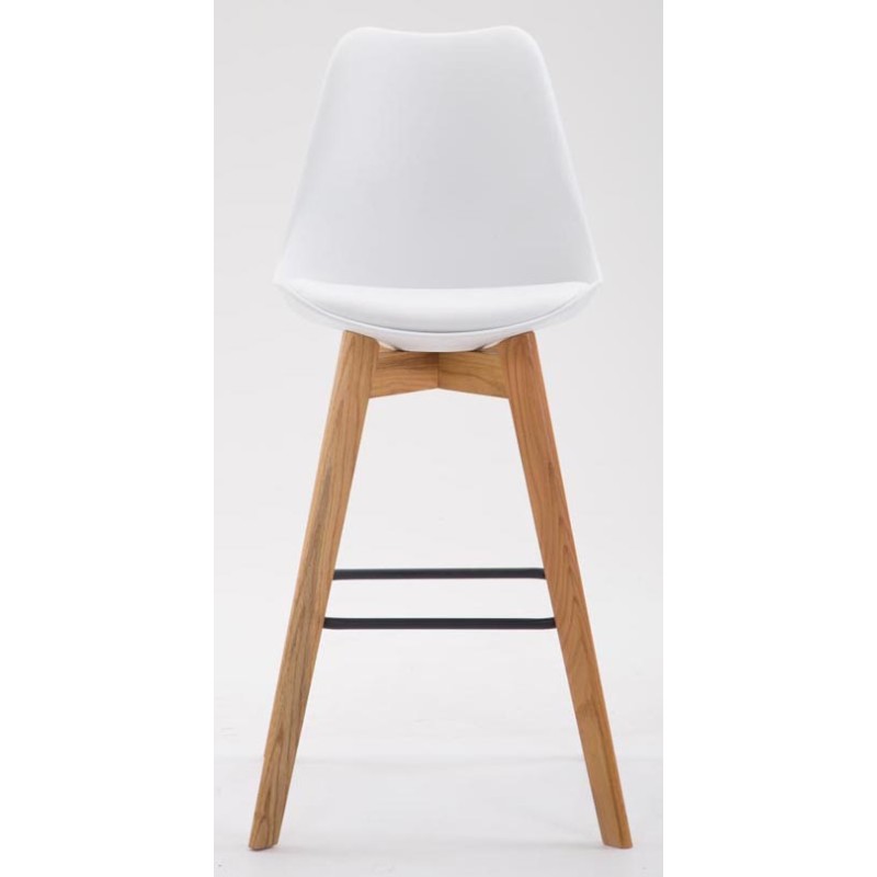 Juego de 2 taburetes de bar Metz de plástico, blanco natura