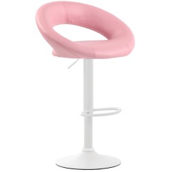 Taburete de bar Olinda en piel sintética blanca y rosa