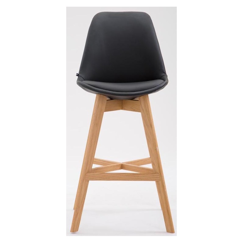 Juego de 2 taburetes de bar Cannes en piel sintética Natura negra