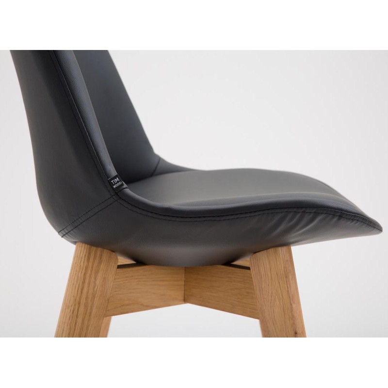 Juego de 2 taburetes de bar Cannes en piel sintética Natura negra