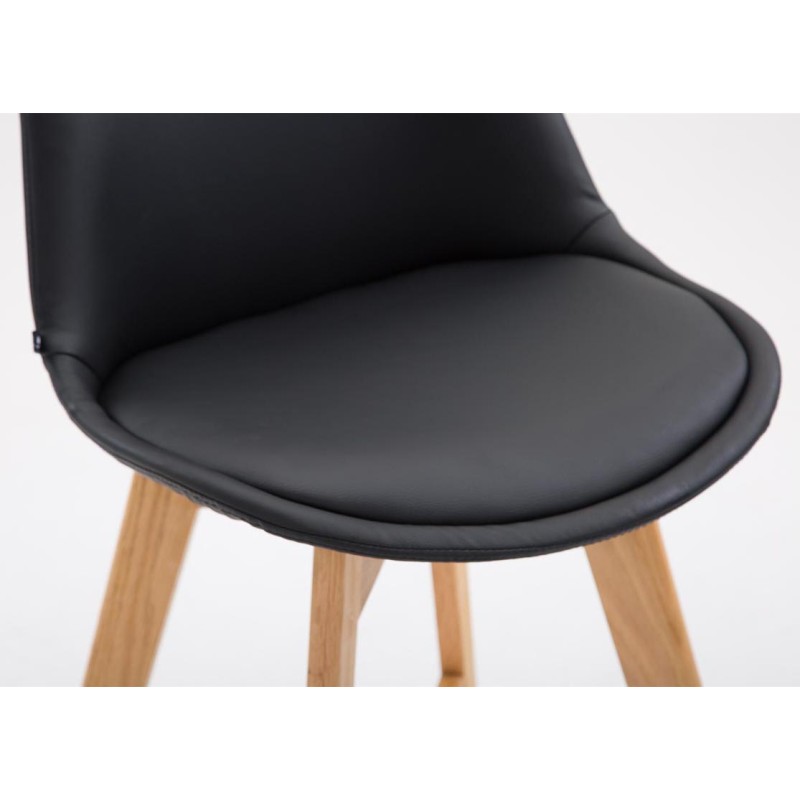 Juego de 2 taburetes de bar Cannes en piel sintética Natura negra