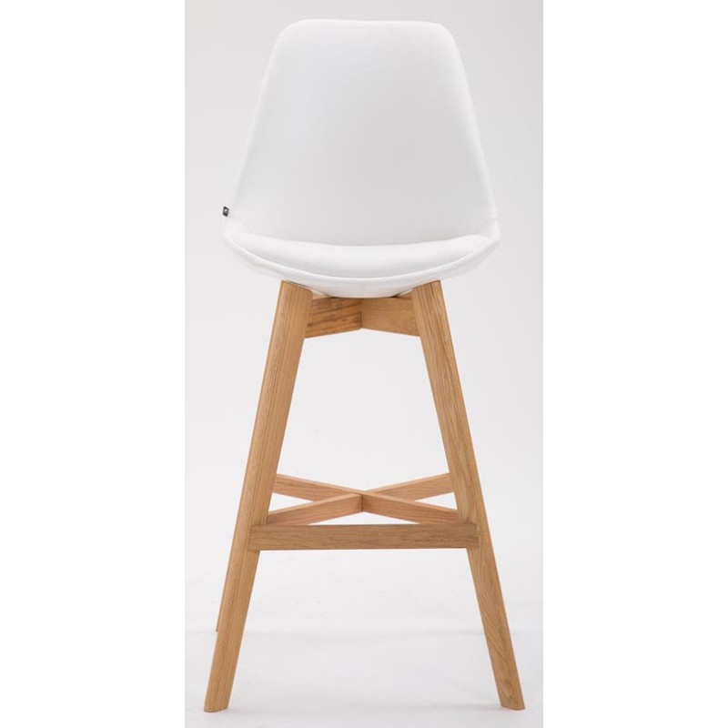 Conjunto de 2 taburetes de bar Cannes en imitación piel natural color blanco