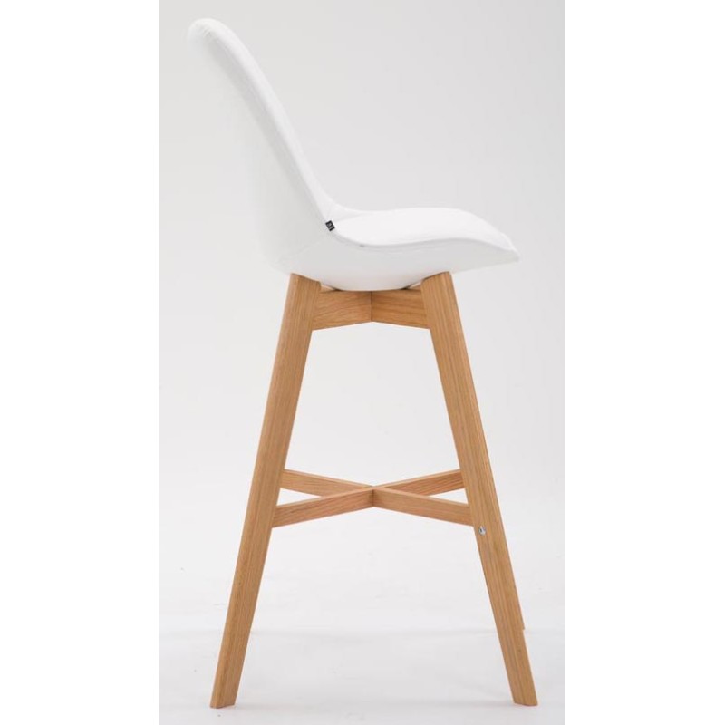 Conjunto de 2 taburetes de bar Cannes en imitación piel natural color blanco