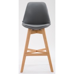 Juego de 2 taburetes de bar Cannes de piel sintética gris natural