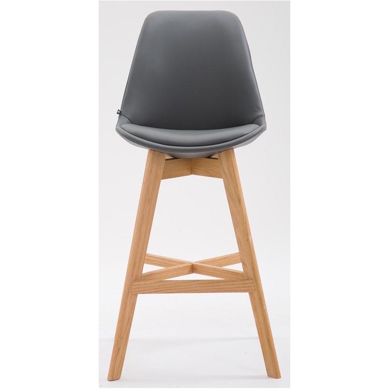 Juego de 2 taburetes de bar Cannes de piel sintética gris natural