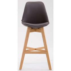 Juego de 2 taburetes de bar Cannes en símil piel marrón natura