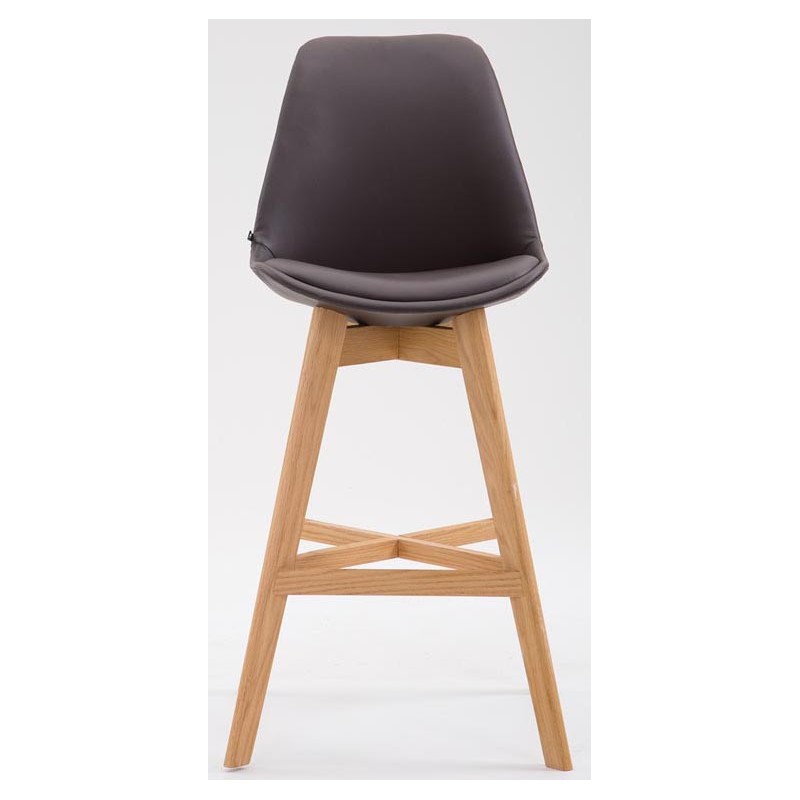 Juego de 2 taburetes de bar Cannes en símil piel marrón natura