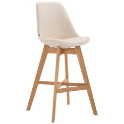 Juego de 2 taburetes de bar Cannes en símil piel color crema natura