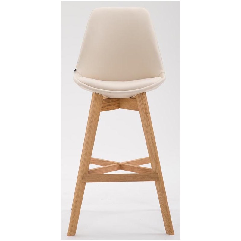 Juego de 2 taburetes de bar Cannes en símil piel color crema natura