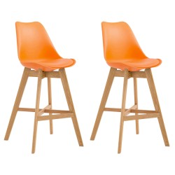 Juego de 2 taburetes de bar Cannes de plástico, color naranja Natura