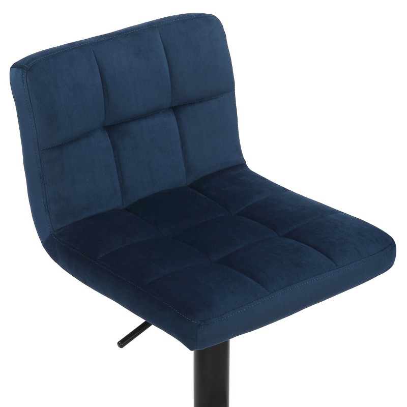 Taburete de bar Feni en terciopelo azul