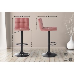 Taburete de bar Feni en terciopelo rosa Taburete de bar Feni en terciopelo rosa