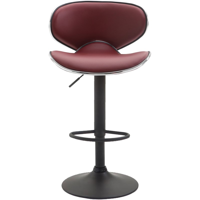 Juego de 2 taburetes de bar Las Vegas V2 en piel sintética negra y burdeos