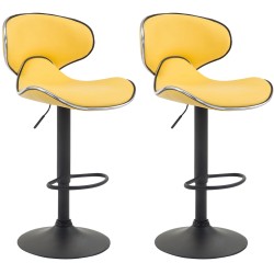 Juego de 2 taburetes de bar Las Vegas V2 en piel sintética negra y amarilla