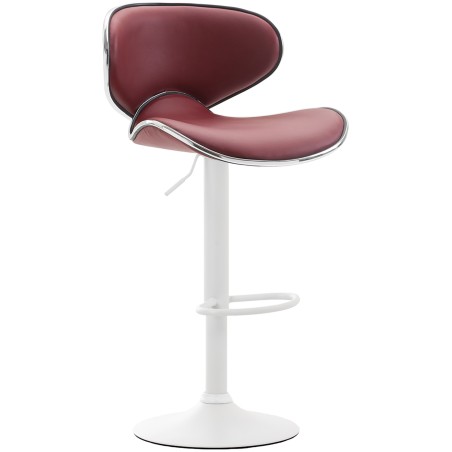 Juego de 2 taburetes de bar Las Vegas V2 en piel sintética blanca, burdeos y roja