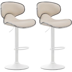 Juego de 2 taburetes de bar Las Vegas V2 de piel sintética color blanco crema