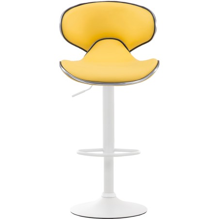 Juego de 2 taburetes de bar Las Vegas V2 en piel sintética blanca y amarilla