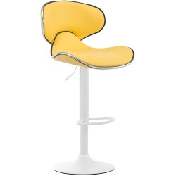 Juego de 2 taburetes de bar Las Vegas V2 en piel sintética blanca y amarilla