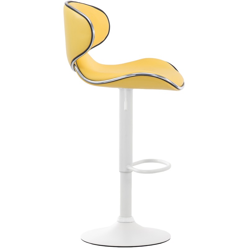 Juego de 2 taburetes de bar Las Vegas V2 en piel sintética blanca y amarilla