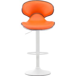 Juego de 2 taburetes de bar Las Vegas V2 en piel sintética blanca y naranja