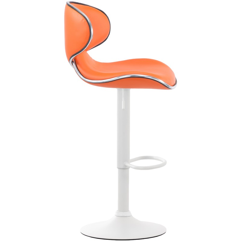 Juego de 2 taburetes de bar Las Vegas V2 en piel sintética blanca y naranja