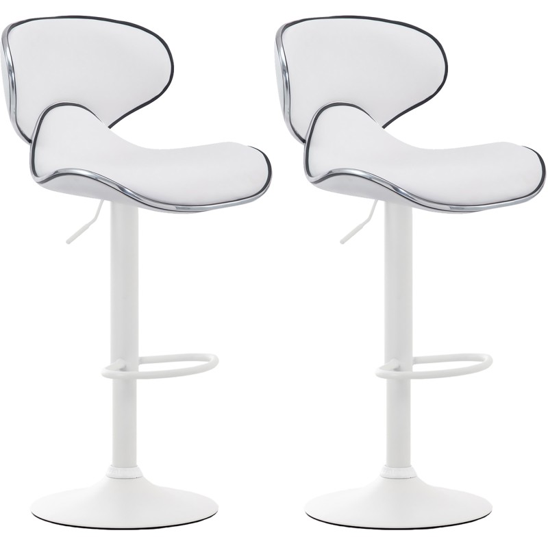 Juego de 2 taburetes de bar Las Vegas V2 en piel sintética blanca