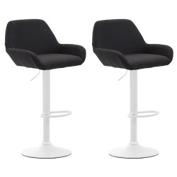 Conjunto de 2 taburetes de bar Braga en tela blanca y negra