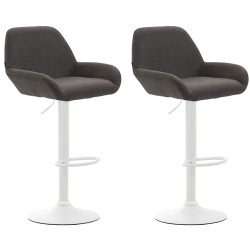 Conjunto de 2 taburetes de bar Braga en tejido blanco y gris oscuro
