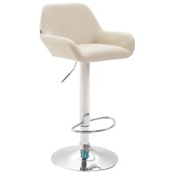Juego de 2 taburetes de bar Braga en piel sintética cromada color crema