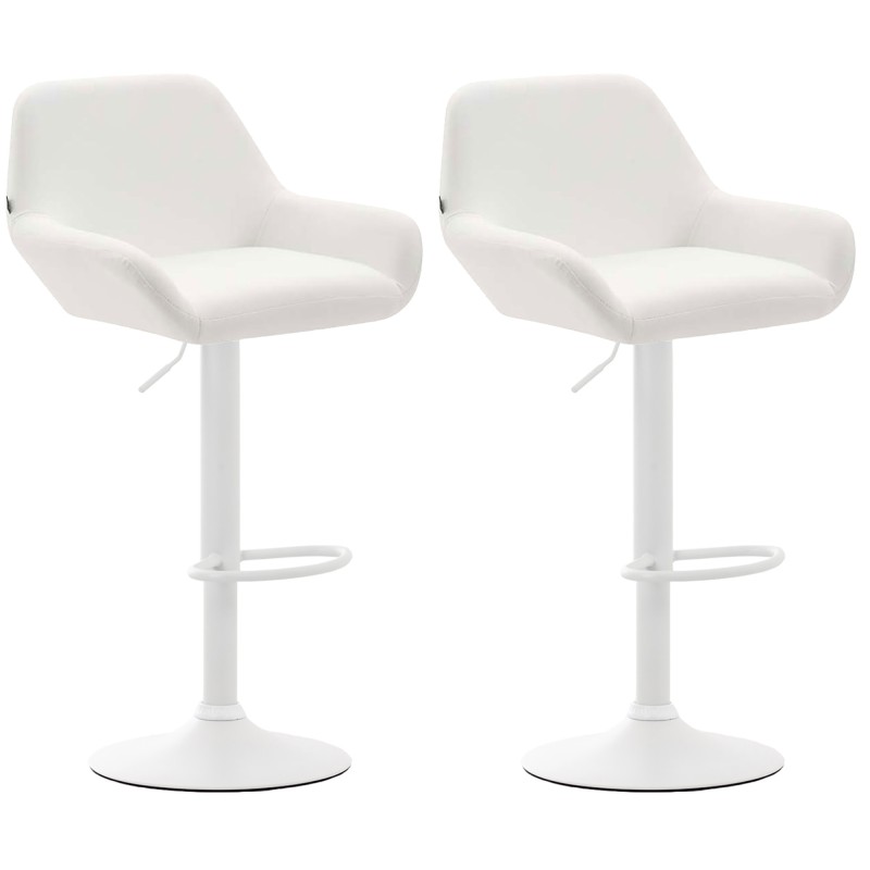 Juego de 2 taburetes de bar Braga de piel sintética blanca