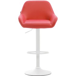 Juego de 2 taburetes de bar Braga en piel sintética blanca y roja