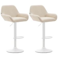 Juego de 2 taburetes de bar Braga de piel sintética color blanco crema