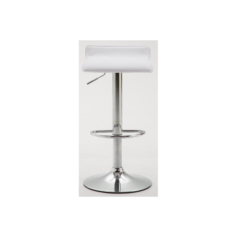 Juego de 2 taburetes de bar Dyn V2 en polipiel cromada blanca