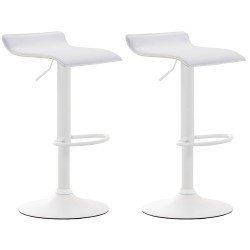 Juego de 2 taburetes de bar Dyn V2 en piel sintética blanca
