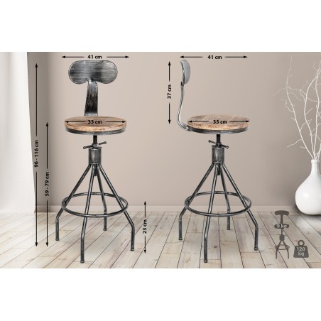 Taburete de bar antiguo de plata Hanam