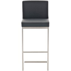 Juego de 2 taburetes de bar Paros, piel sintética negra