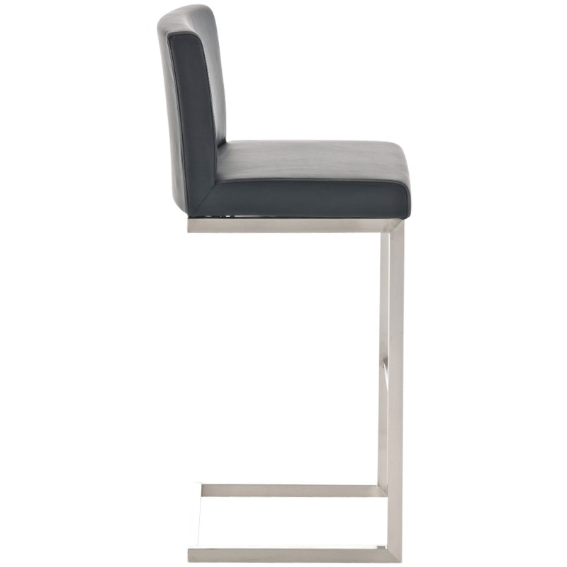 Juego de 2 taburetes de bar Paros, piel sintética negra